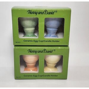 Set of 4 - Harry and David Ceramic Egg Cup/ Candle Holder 3"